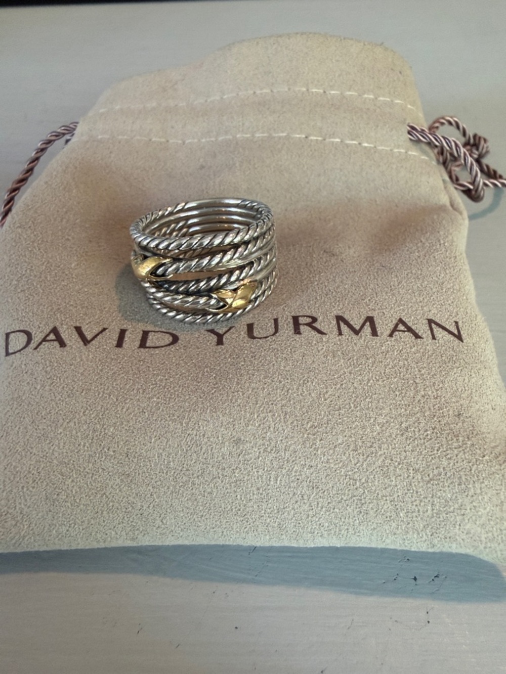 David Yurman double X crossover ring size 7.5